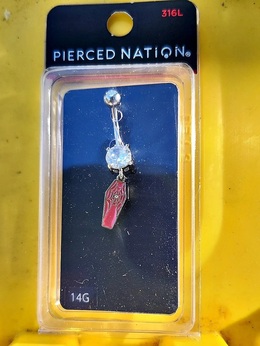 Pierced Nation Spider Web Coffin DNG14 14G Silver & Pink NWT #Halloween